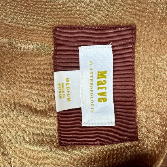 Anthropologie Maeve Silky Gold Orange Mini Wrap Dress Size M - Picture 5 of 5